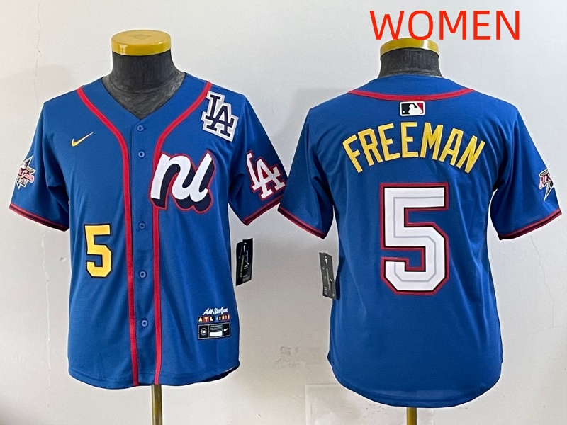 women 2025 Los Angeles Dodgers #5 Freeman Blue Nike 2025 MLB All Star Jersey style 003->women mlb jersey->Women Jersey